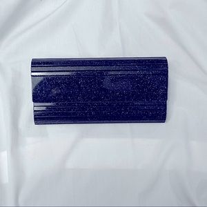 INC Marietta Elongated black Glitter Clutch